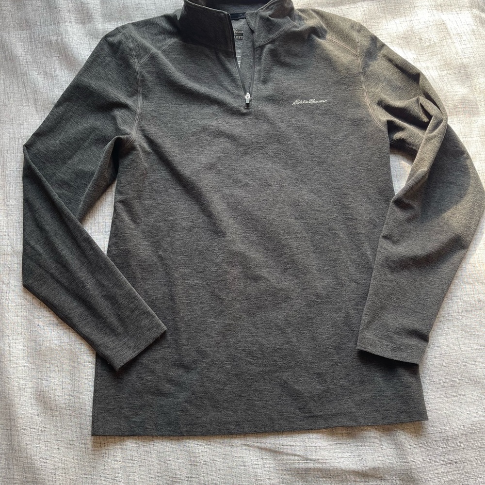 Eddie Bauer Charcoal Quarter-Zip Pullover